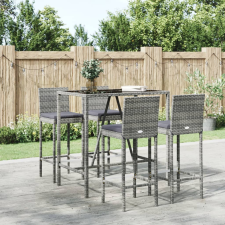 vidaXL 5-részes szürke polyrattan kerti bárszett párnákkal kerti bútor