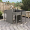 vidaXL 5-részes szürke polyrattan kerti bárszett párnákkal