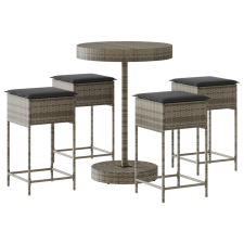 vidaXL 5 részes szürke polyrattan kerti bárszett párnákkal (3261445) kerti bútor