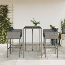 vidaXL 5 részes szürke polyrattan kerti bárszett párnával kerti bútor