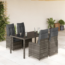 vidaXL 5 részes szürke polyrattan kerti bisztrógarnitúra párnákkal kerti bútor