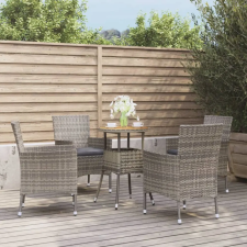 vidaXL 5-részes szürke polyrattan kerti bisztrógarnitúra párnákkal kerti bútor