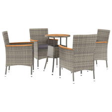 vidaXL 5-részes szürke polyrattan kerti bisztrógarnitúra párnákkal (3187431) kerti bútor