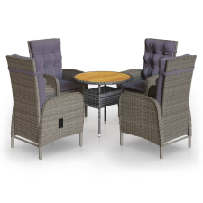 vidaXL 5 részes szürke polyrattan kerti bisztrószett (3058551) kerti bútor