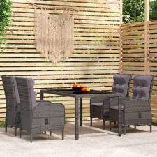 vidaXL 5 részes szürke polyrattan kerti étkezőgarnitúra kerti bútor