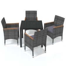 vidaXL 5 részes szürke polyrattan kerti étkezőgarnitúra párnákkal (3095028) kerti bútor