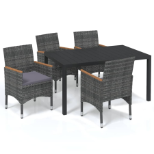 vidaXL 5 részes szürke polyrattan kerti étkezőgarnitúra párnákkal (3095029) kerti bútor