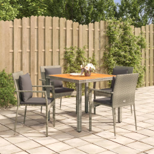 vidaXL 5 részes szürke polyrattan kerti étkezőgarnitúra párnával kerti bútor