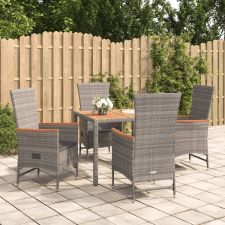 vidaXL 5 részes szürke polyrattan kerti étkezőgarnitúra párnával kerti bútor