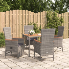 vidaXL 5 részes szürke polyrattan kerti étkezőgarnitúra párnával kerti bútor