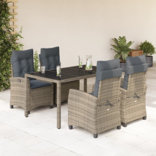 vidaXL 5 részes szürke polyrattan kerti étkezőgarnitúra párnával kerti bútor