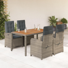vidaXL 5 részes szürke polyrattan kerti étkezőgarnitúra párnával kerti bútor