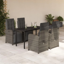 vidaXL 5 részes szürke polyrattan kerti étkezőgarnitúra párnával kerti bútor
