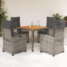 vidaXL 5 részes szürke polyrattan kerti étkezőgarnitúra párnával kerti bútor