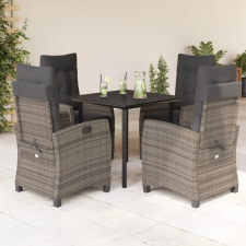 vidaXL 5 részes szürke polyrattan kerti étkezőgarnitúra párnával kerti bútor