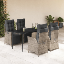 vidaXL 5 részes szürke polyrattan kerti étkezőgarnitúra párnával kerti bútor