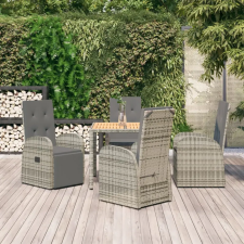 vidaXL 5 részes szürke polyrattan kerti étkezőgarnitúra párnával kerti bútor