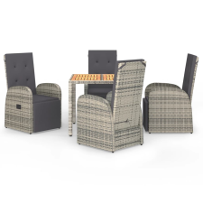 vidaXL 5 részes szürke polyrattan kerti étkezőgarnitúra párnával (3157592) kerti bútor