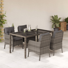 vidaXL 5 részes szürke polyrattan kerti étkezőgarnitúra párnával (3211856) kerti bútor