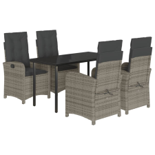 vidaXL 5 részes szürke polyrattan kerti étkezőgarnitúra párnával (3212363) kerti bútor