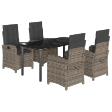 vidaXL 5 részes szürke polyrattan kerti étkezőgarnitúra párnával (3212364) kerti bútor