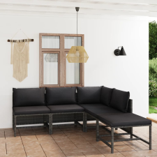 vidaXL 5 részes szürke polyrattan kerti ülőgarnitúra párnákkal kerti bútor