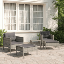 vidaXL 5 részes szürke polyrattan kerti ülőgarnitúra párnákkal kerti bútor