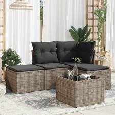 vidaXL 5 részes szürke polyrattan kerti ülőgarnitúra párnákkal kerti bútor