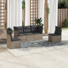 vidaXL 5 részes szürke polyrattan kerti ülőgarnitúra párnákkal kerti bútor