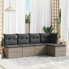 vidaXL 5 részes szürke polyrattan kerti ülőgarnitúra párnákkal kerti bútor