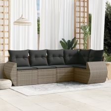 vidaXL 5 részes szürke polyrattan kerti ülőgarnitúra párnákkal kerti bútor