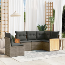 vidaXL 5 részes szürke polyrattan kerti ülőgarnitúra párnákkal kerti bútor