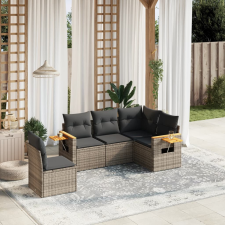 vidaXL 5 részes szürke polyrattan kerti ülőgarnitúra párnákkal kerti bútor