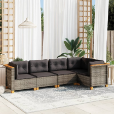 vidaXL 5 részes szürke polyrattan kerti ülőgarnitúra párnákkal kerti bútor