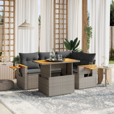 vidaXL 5 részes szürke polyrattan kerti ülőgarnitúra párnákkal kerti bútor