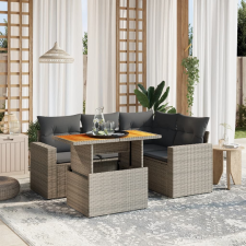 vidaXL 5 részes szürke polyrattan kerti ülőgarnitúra párnákkal kerti bútor