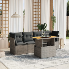 vidaXL 5 részes szürke polyrattan kerti ülőgarnitúra párnákkal kerti bútor