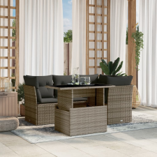 vidaXL 5 részes szürke polyrattan kerti ülőgarnitúra párnákkal kerti bútor