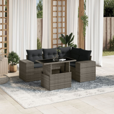 vidaXL 5 részes szürke polyrattan kerti ülőgarnitúra párnákkal kerti bútor