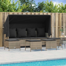 vidaXL 5 részes szürke polyrattan kerti ülőgarnitúra párnákkal kerti bútor