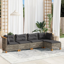 vidaXL 5 részes szürke polyrattan kerti ülőgarnitúra párnákkal kerti bútor