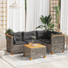 vidaXL 5 részes szürke polyrattan kerti ülőgarnitúra párnákkal kerti bútor