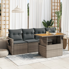 vidaXL 5 részes szürke polyrattan kerti ülőgarnitúra párnákkal kerti bútor