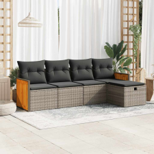 vidaXL 5 részes szürke polyrattan kerti ülőgarnitúra párnákkal kerti bútor