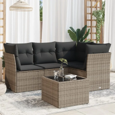 vidaXL 5 részes szürke polyrattan kerti ülőgarnitúra párnákkal kerti bútor