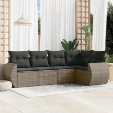 vidaXL 5 részes szürke polyrattan kerti ülőgarnitúra párnákkal kerti bútor