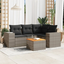 vidaXL 5 részes szürke polyrattan kerti ülőgarnitúra párnákkal kerti bútor