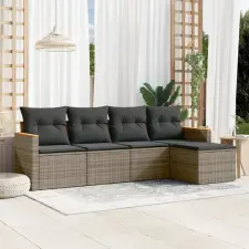 vidaXL 5 részes szürke polyrattan kerti ülőgarnitúra párnákkal kerti bútor