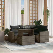 vidaXL 5 részes szürke polyrattan kerti ülőgarnitúra párnákkal kerti bútor