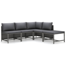 vidaXL 5 részes szürke polyrattan kerti ülőgarnitúra párnákkal (3059754) kerti bútor